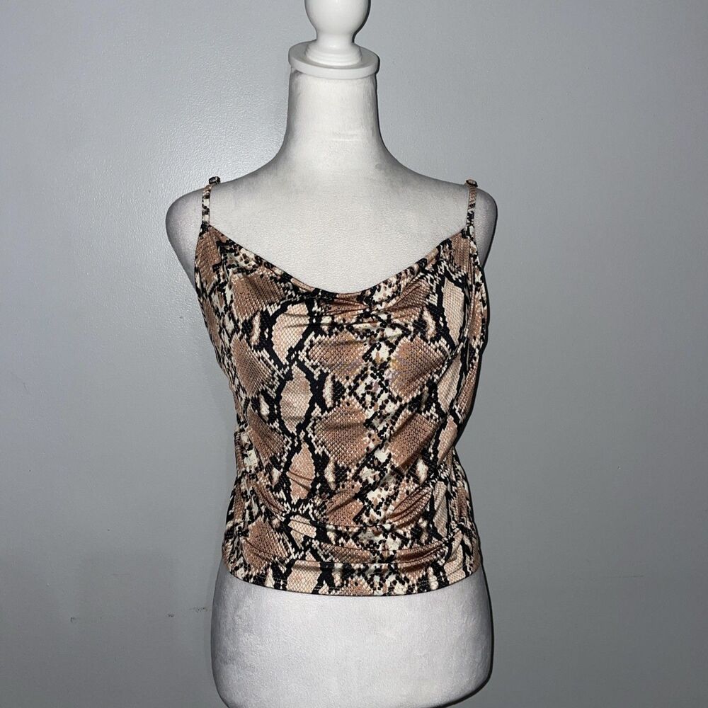Urban Outfitters Womens M Snake Print Cami Top Brown Slinky Y2K Tank